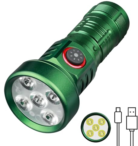 Wurkkos EDC Taschenlampe Wiederaufladbar - 2000 Hohe Lumen Leistungsstarke Taschenlampe,5 Modell Rot und Weiß LED Taschenlampe,High Power LED Heldhand USB-C Taschenlampen für Camping,Notfall