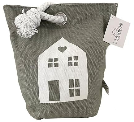 Lilienburg Türstopper Haus schwer 2 kg Stoff Sack Modern Grau Weiß (Haus)