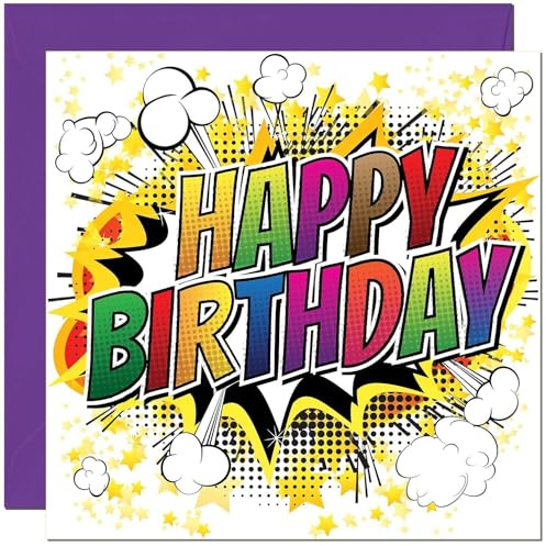 Geburtstagskarte – Comic-Buch-Stil, Happy Birthday Karte, 145 x 145 mm
