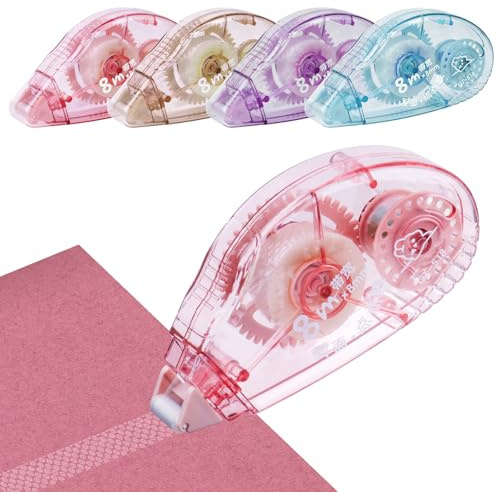 CHGANG Glue Roller Tape, 4 Pack Double Side Tape Dispenser, 8mx8mm Adhesive Glue Roller Tape for Crafting, Cards, Photo, Journal, Scrapbooking Supplies