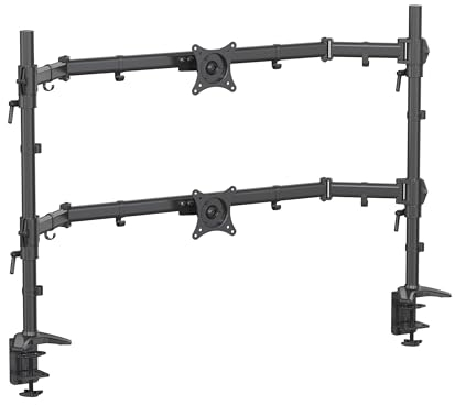 HFTEK - Monitor Halterung für 2 monitore 15kg pro Arm bis 32 Zoll Bildschirme Höhenverstellbar 360° Drehbar Tischhalterung mit 2 Klemmsysteme Mount VESA 75 100- MS622C-N - Individuell umrüstbar