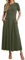GRECERELLE Summer Maxi Dress with Pockets Ladies Casual T Shirt Jersey Dress for Women UK with Button Round Neck and Short Sleeve (Army Green, L)