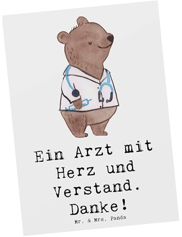 Mr. & Mrs. Panda Postkarte Arzt mit Herz - Geschenk, Aufmerksamkeit, dankbarer Patient, Ansichtskarten, Danke sagen, Grußkarte, handgefertigt, Anerkennung, Ärztin, Postkarten, Bedanken, Unterstützung