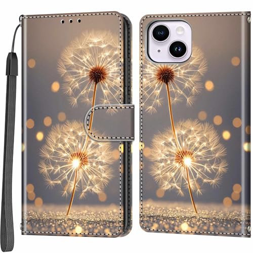 Salanheo Wallet Case for iPhone 14 Plus, PU Leather Flip Phone Cover with Card Slots Magnetic Closure Phone Case Compatible for iPhone 14 Plus