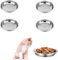 4PCS Cat Bowls Whisker Friendly, Shallow Wide Flat Cat Food Bowls Stainless Steel,Metal Cat Dishes Whisker Fatigue Relief,Replacement Basic Cat Plates for Elevated Stand,Dishwasher Safe