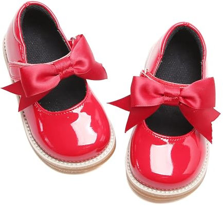 Kiderence Flache Abendschuhe für Mädchen, Schul-Oxford-Schuhe, Marry Jane (Kleinkind/Kleinkinder) Rot 23