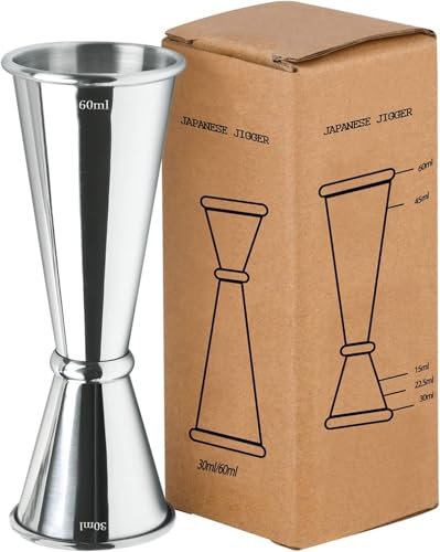 Doseur à cocktail - Verre doseur à double spiritueux - Acier inoxydable 304 - 30 ml/60 ml - Tasse à mesurer pour bar, maison, barman, fête, vin
