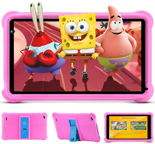 qunyiCO Tablet niños 7 Pulgadas Android 10 Infantil Tablet 2GB+32GB Tableta certificada GMS Aplicaciones preinstaladas,Control Parental, WiFi Tablet educativa con Funda Protectora para niños (Rosa)