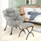 RELAX4LIFE Fauteuil de Bureau avec Repose-Pied, Fauteuil Scandinave en Fleece avec Appui-tête-Poche Latérale-Patins Antidérapants, Fauteuil Coiffeuse Confortable pour Salon Chambre, Gris