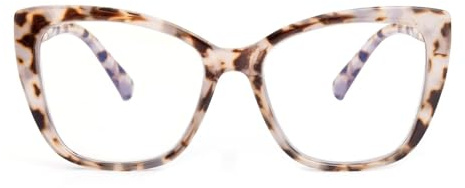 SKYWAY Übergroße Blaulichtfilterbrille Damen, Große Quadratische Cat Eye Computerbrille mit Federscharnier, Blaulicht Brille ohne Stärke, Grau Demi