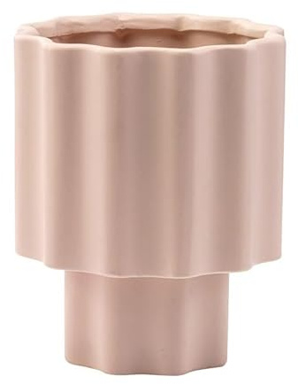 Napco Imports Vaso da fiori per piante grasse da interno ed esterno, 13 cm, in ceramica, ondulato, rosa