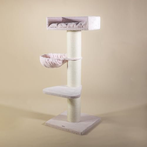 Arbres à Chat RHRQuality pour Grands Chats - Royalty de Luxe - 158 cm de Haut - avec poteaux en sisal Extra épais de 20 cm - Rose