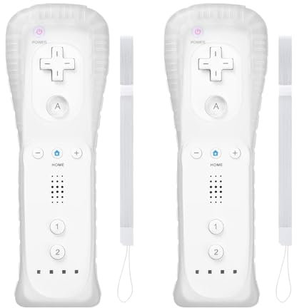 SWCTIM Wii Controller 2 Pack,Wii U Controller mit Silikonhülle und Handgelenkriemen,Nicht Motion Plus,Weiß