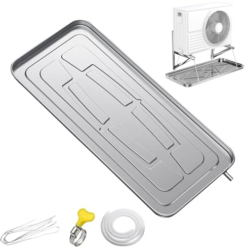 Stainless steel drip tray with 1m drain pipe for split air conditioning systems 90x45cm