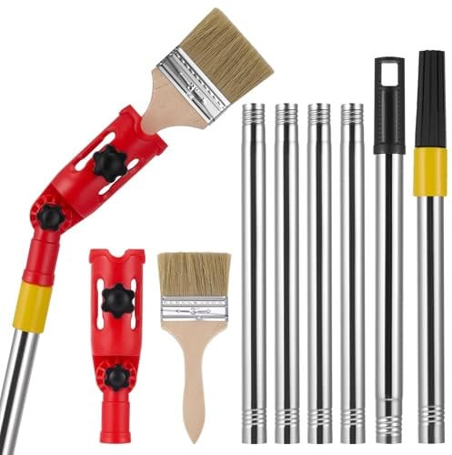Multiangle Paint Brush Extender Holder Extendable Paint Brush, 1.7m Paint Roller Extension Pole with Paint Brush, 180° Adjustable Angle fits Most Rollers and Scrapers