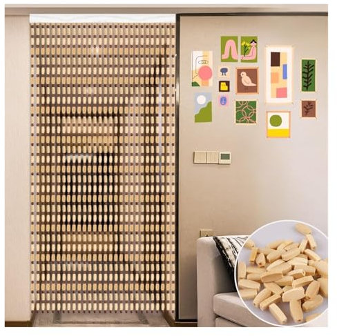 ZCXMNL Rideaux en perles de bambou, rideau de perles de bois, séparation de porte de salon, moustiquaire fait à la main, pour décoration de la maison, personnalisable (100 x 210 cm)