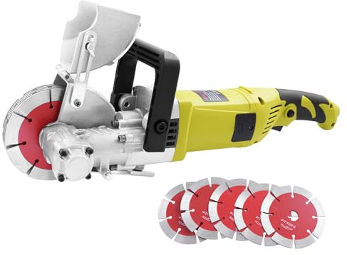 BAOCHADA Wall Chaser 4000W Wall Grooving, Concrete Slotting Machine Dust-Free with Water Pipe and 5 Blades, Machine Channels Cutter for Cutting Slotting Marble Concrete Grooves 6000r/min