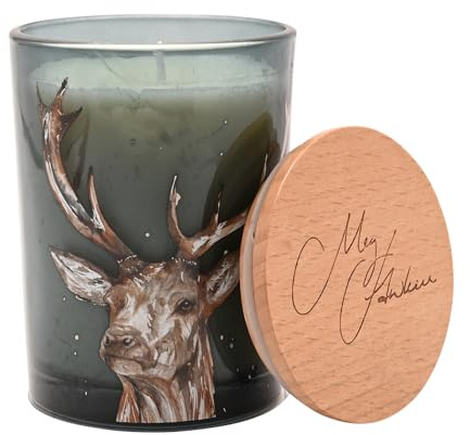 Meg Hawkins Duftkerze im Glas mit Aquarell-Wildtier-Design, 250 g, luxuriös, duftende Heimdekoration, Geschenk (Hirsch)