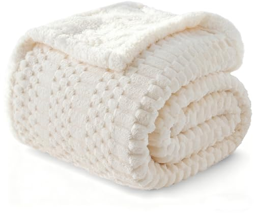 Gracelife Sherpa Throw Blanket for Couch Flannel Cozy Soft Thick Blanket Warm Twin Blanket for Bed Fleece Home Decor Gifts, Z01 - White, 200 * 230cm