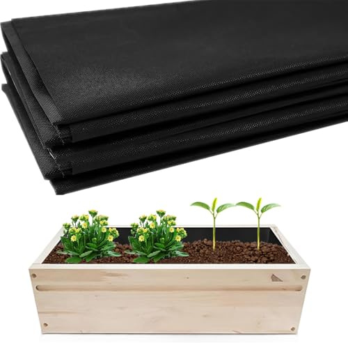 Fabric Liner for Large Veg Trough, Outdoor Raised Bed Planter Liner, Non Woven Black Vegetable Trugs, Herb Planter Liner for Wooden Planter for Growing Vegetables, Flowers, Plants (160cm x 210cm)