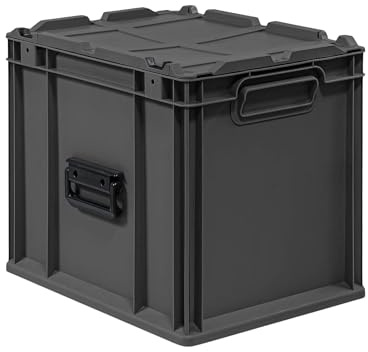PROREGAL Eurobox NextGen Portable | HxBxT 33,5x30x40cm | 30 Liter | Schwarz | Eurobehälter, Transportbox, Transportbehälter, Stapelbehälter