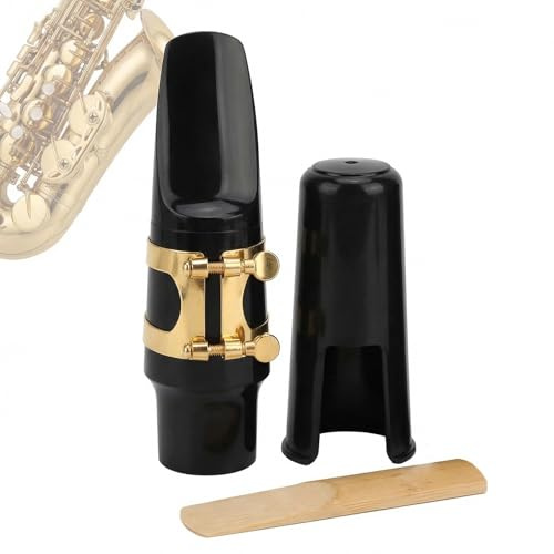 Kit de Saxofón Alto, Boquilla de ABS con Tapa y Hebilla Metálica, Caña y Almohadillas - Accesorios Completos para Saxofones y Otros Instrumentos Musicales de Viento