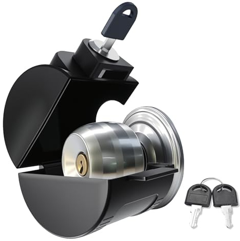 shuokang Child Proof Door Knob Cover Lock – Prevents Turning of Door Knob and Access to Keyhole, Can be Used for Home Rentals, Evictions, Job Sites & More – Keyed Alike (Black)