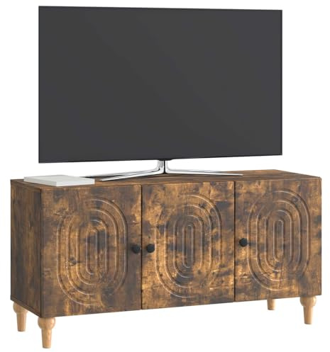vidaXL TV-Schränk Geräucherte Eiche 99 x 34,5 x 50 cm Holzwerkstoff, Moderner TV-Ständer, geräumiger Wohnzimmerschrank, praktische Medienkonsole, viel Stauraum