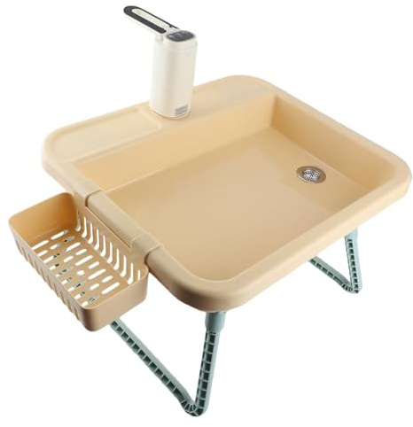 Emoshayoga Bomba de Agua Eléctrica, Fregadero Portátil, Lavabo de PP, Estación Móvil de Lavado de Manos para Acampar, Lavavajillas, Uso Al Aire