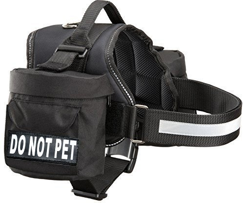 Doggie Stylz Do Not Pet Dog Harness Vest, Black, Fits Girth 24-31 Inches