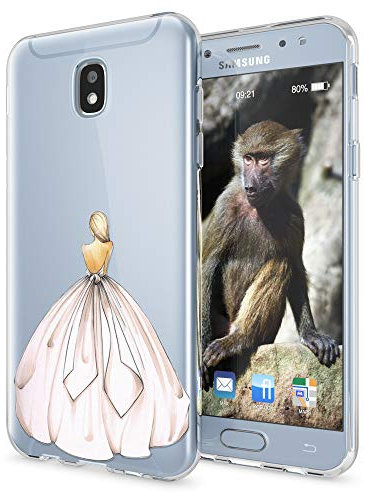 NALIA Handyhülle kompatibel mit Samsung Galaxy J3 2017 (EU-Modell), Motiv Design Schutzhülle Slim Silikon Case, Handy-Tasche Hülle Smart-Phone Etui Muster Back-Cover Dünn, Designs:Princess Pink
