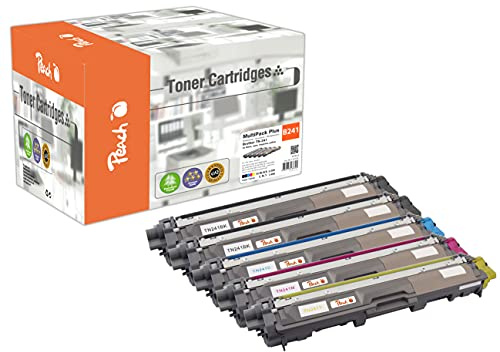 Peach B241/245 Spar Pack Plus Tonermodule (2xBK, C, M, Y) kompatibel mit Brother TN-241 für z.B. Brother DCP -9020 CDW, 3140 CW, HL-3150 CDN, 3150 CDW, 3170