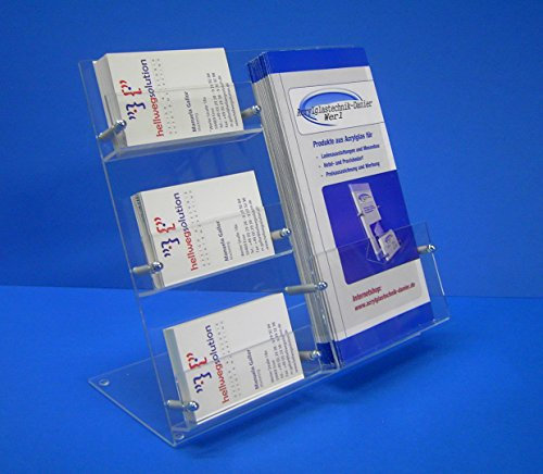 Flyerständer mit 3 Visitenkartenfächern aus glasklaren Acrylglas