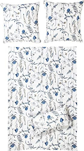 Erwin Müller Bettwäsche Perkal-Seersucker blau-weiß Größe 1x 135x200 cm + 1x 80x80 cm