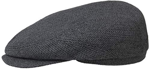 Stetson Belfast Silk Schiebermütze Herren - Flatcap aus Seide - Herrencap Made in EU - Seidenmütze Frühjahr/Sommer - Flat Cap grau-schwarz 58 cm
