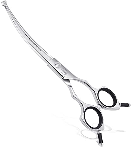 HASHIMOTO Hundeschere für Grooming, Gebogene Hund Grooming Schere mit Sicherheit runde Spitzen, 6,5 Zoll, Gebogene Klinge, geringes Gewicht, kein Einstechen mit stumpfer Spitze.