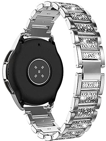 AISPORTS Kompatibel mit Samsung Galaxy Watch 3 41mm Armband für Damen, 20mm Schnellverschluss Bling Glitter Diamond Schmuckarmband Metallarmband Ersatzarmband für Galaxy Watch 42mm/Active 2/Active