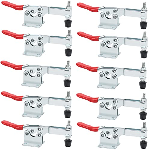10 pezzi GH-201-B tenditori per leva del ginocchio, sgancio rapido orizzontale, sgancio rapido regolabile per funzionamento a macchina, lavorazione del legno (capacità 220 lbs)