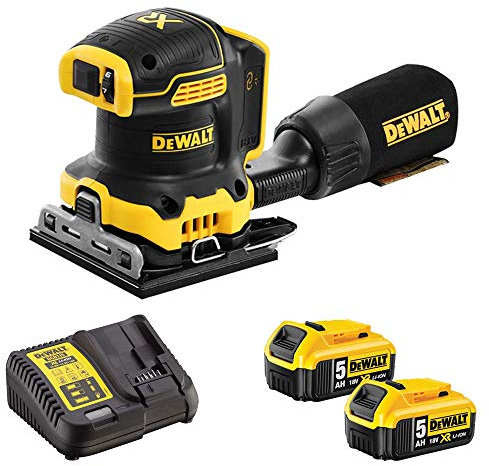 Dewalt DCW200N 18V Brushless 1/4 Sheet Palm Sander 2 x 5.0Ah Batteries & Changer