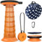 ALEVMOOM Tragbarer klapphocker mit Kissen,Campinghocker faltbar,hocker,werkstatthocker,teleskophocker Faltbarer für Erwachsene, Tragfähigkeit 550lb mit Tasche Karabiner (Orange)