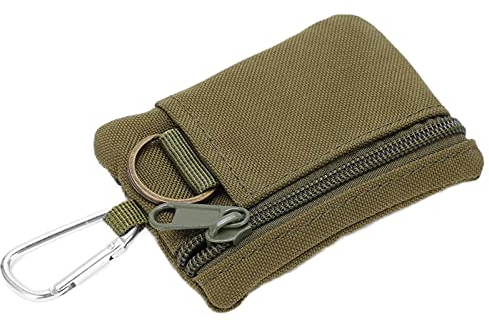 Alomejor Mini Molle Pouch Bag, Outdoor EDC Wallet Geldbörse mit Karabiner Mini Portable Key Card Case für Camping Wandern Radfahren(Grün)