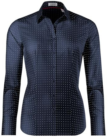 Vincenzo Boretti Bluse, modern-fit/leicht tailliert, Hemdkragen, gepunktet - bügelleicht dunkelblau/weiß 42