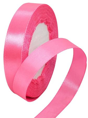 POPOYU Satinband Pfirsichrot 15mm,23Meters Dekoration Präsent Geschenkband Breit Schleifenband,Stoffband für Kleid Hochzeit,Taufe und Geburtstag Geschenke,Satin Dekoband,Deko Band Geschenkverpackung