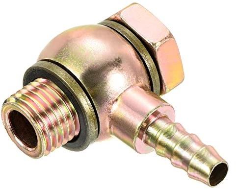 PATIKIL Tuyau Barbillon Raccord Coude 8mm M14x1,5 Carbone Acier Doré | Tube Adaptateur Connecteur, 8mm Barbelés, M14x1.5 Mâle Filetage, pour Air Eau Carburant Huile