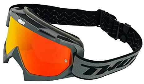 TWO-X Cross-Brille - Motocross-Brille mit verspiegeltem Iridium Glas - Kratzfeste Motorrad-Brille - Enduro & Downhill - Modell Race - grau