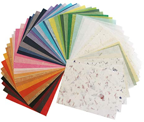 40 fogli di carta di gelso 21,6 x 28 cm, design artigianale fatto a mano, tessuto per origami giapponesi, Washi, vendita Unryu Thailandia, prodotti per la realizzazione di biglietti
