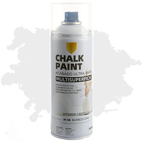 H HANSEL HOME Pintura Spray a la Tiza Color Pastel Acabado Ultra Mate - Blanco Cisne 400ml