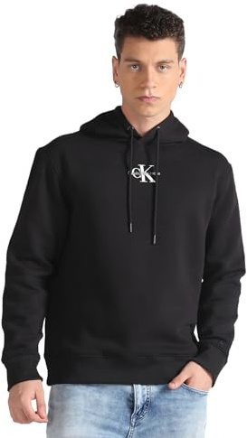 Calvin Klein Jeans Herren Hoodie Monologo mit Kapuze, Schwarz (Ck Black), XL