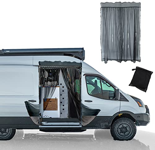 BLACKHORSE-RACING Magnetic Van Bug Fly Screen Replacement for Mercedes Sprinter Vans and Other Campervans, Magnetic Mosquito Net for Motorhome RV Sliding Door Van Screen Bug Mesh - Large