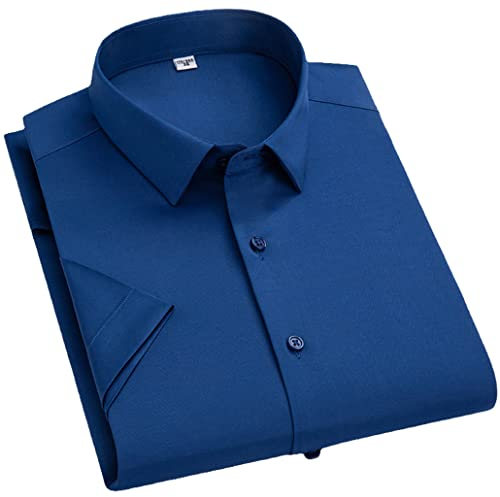 SaoBiiu Chemise d'été blanche à manches courtes et col carré pour homme Coupe droite Poche, 2128-12, S